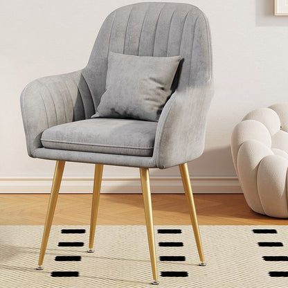 Contemporary Scandinavian Velvet PU Leather Sponge Emulsion Metal Square Vanity Stool Backrest Armrest For Bedroom