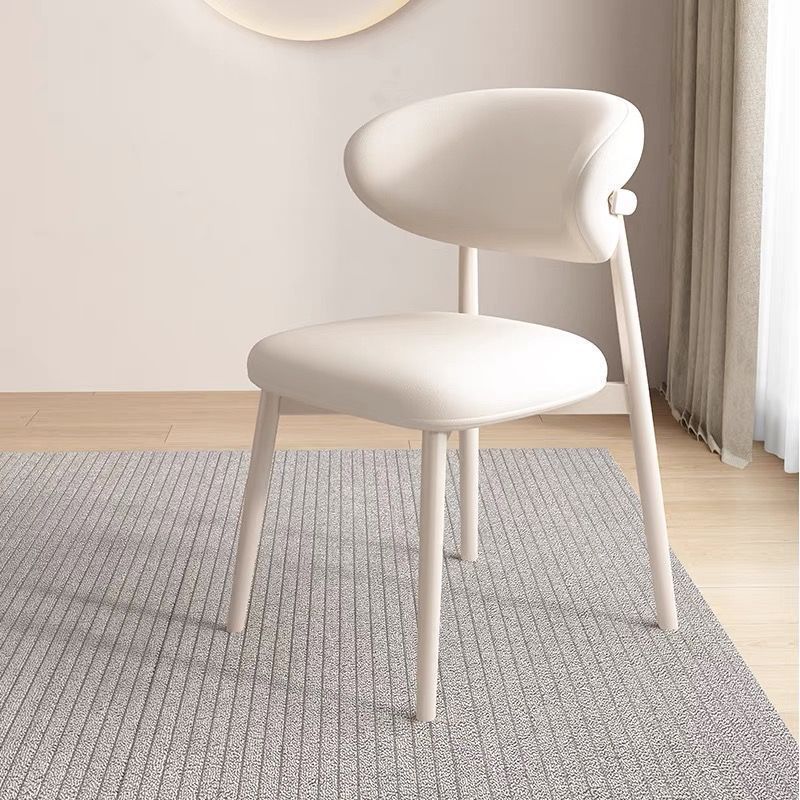 Contemporary Nordic Square Nappa Leather Metal Frame Dining Chair Backrest Armless For Dining Room