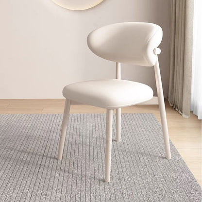 Contemporary Nordic Square Nappa Leather Metal Frame Dining Chair Backrest Armless For Dining Room