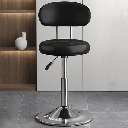 Contemporary Luxury Round Faux Leather Upholstered Swivel Bar Stool Height Adjustable Footrest For Dining Room
