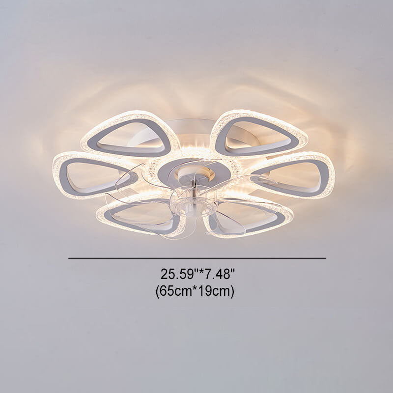 Scandinavian Modern Minimalist Flower Petals Iron Acrylic Plastic LED Flush Mount Ceiling Fan Light