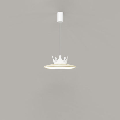 Contemporary Nordic Iron Crown Decor Flying Saucer Shade LED Pendant Light For Dining Room
