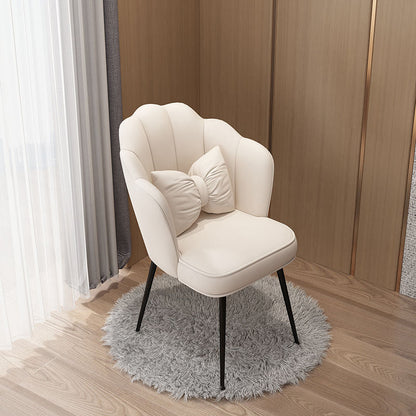 Contemporary Creative Petal Butterfly Knot Square Velvet Metal Vanity Stool Backrest Armless For Bedroom