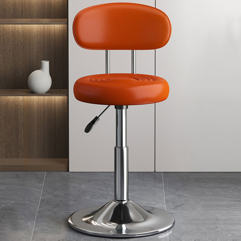 Contemporary Luxury Round Faux Leather Upholstered Swivel Bar Stool Height Adjustable Footrest For Dining Room