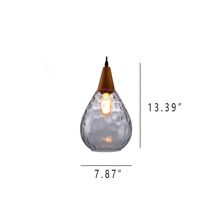 Water Ripple Glass 1-Light Drop Shaped Pendant Light