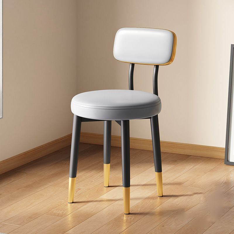 Modern Minimalist Round Upholstered Rectangular Back Tech Fabric Metal Dining Chair For Dining Room