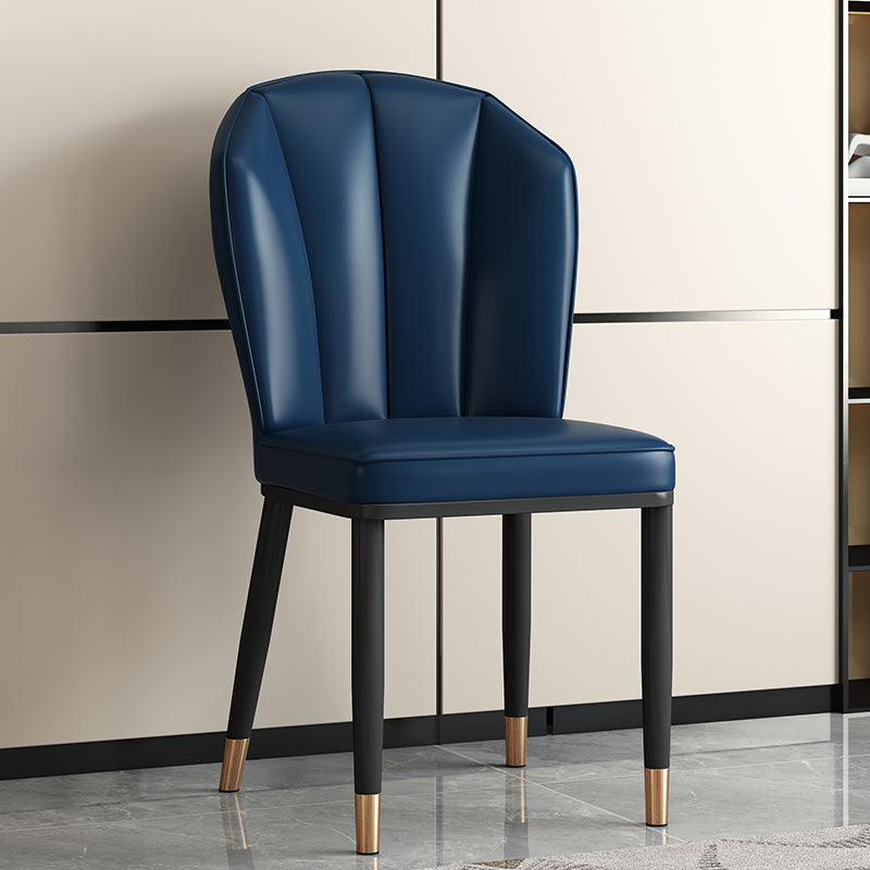 Modern Luxury Artificial Leather Carbon Steel Sponge Square Shell Dining Chair Backrest For Dining Room
