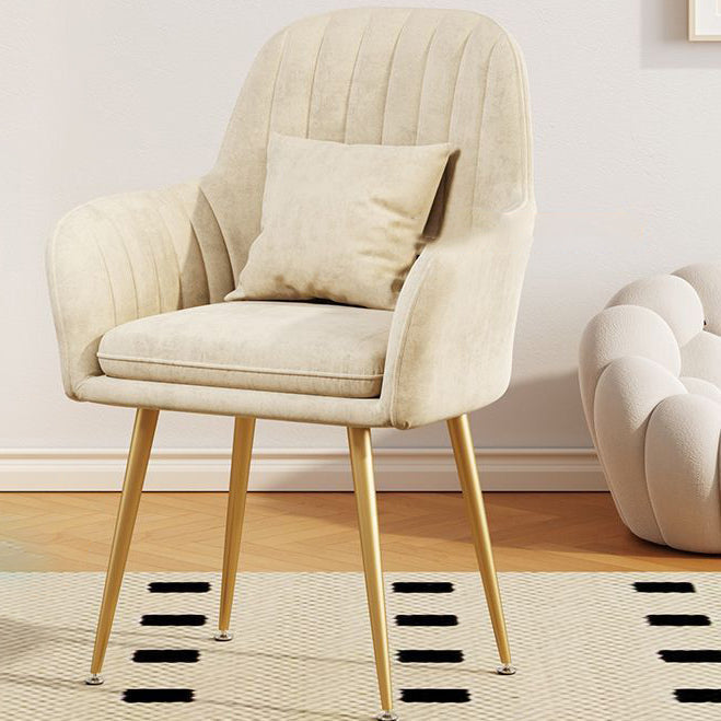 Contemporary Scandinavian Velvet PU Leather Sponge Emulsion Metal Square Vanity Stool Backrest Armrest For Bedroom