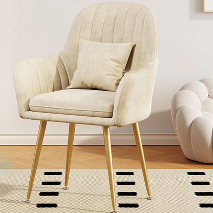 Contemporary Scandinavian Velvet PU Leather Sponge Emulsion Metal Square Vanity Stool Backrest Armrest For Bedroom