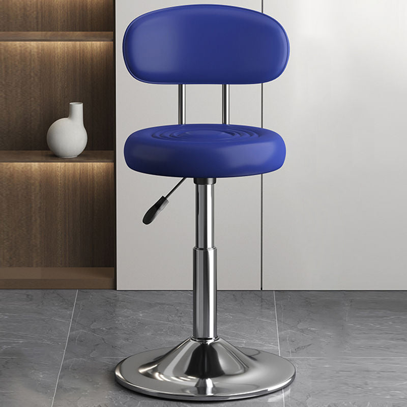 Contemporary Luxury Round Faux Leather Upholstered Swivel Bar Stool Height Adjustable Footrest For Dining Room