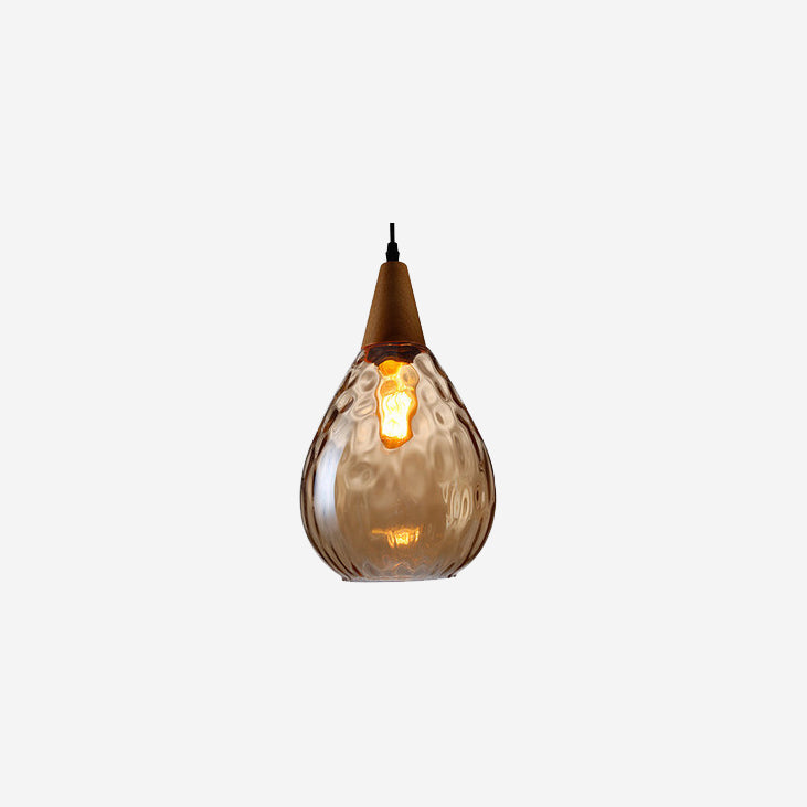 Water Ripple Glass 1-Light Drop Shaped Pendant Light
