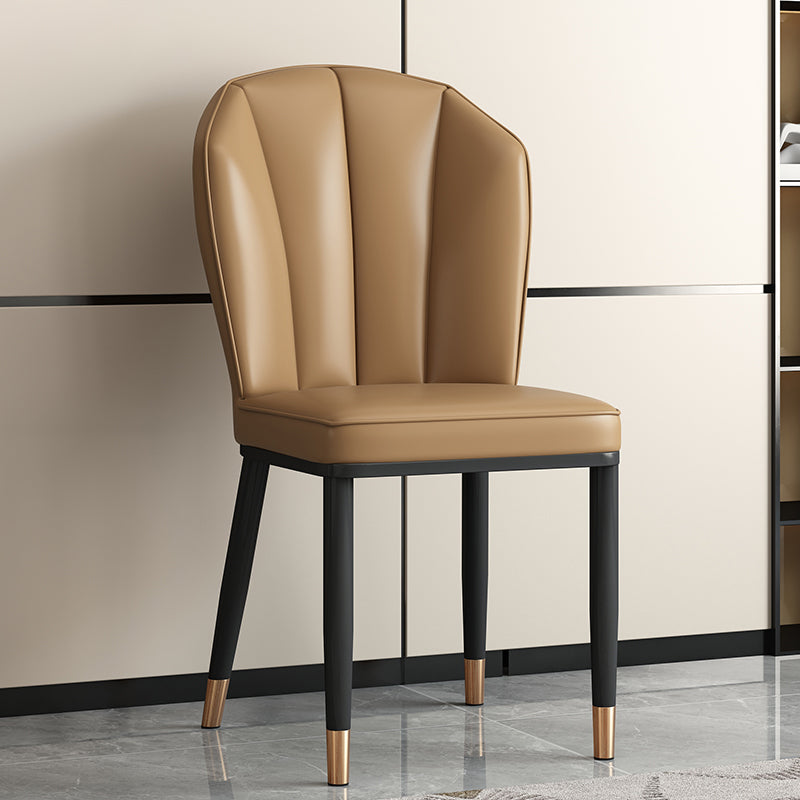 Modern Luxury Artificial Leather Carbon Steel Sponge Square Shell Dining Chair Backrest For Dining Room