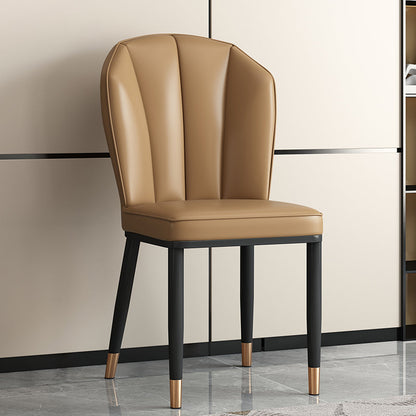 Modern Luxury Artificial Leather Carbon Steel Sponge Square Shell Dining Chair Backrest For Dining Room