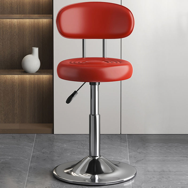 Contemporary Luxury Round Faux Leather Upholstered Swivel Bar Stool Height Adjustable Footrest For Dining Room