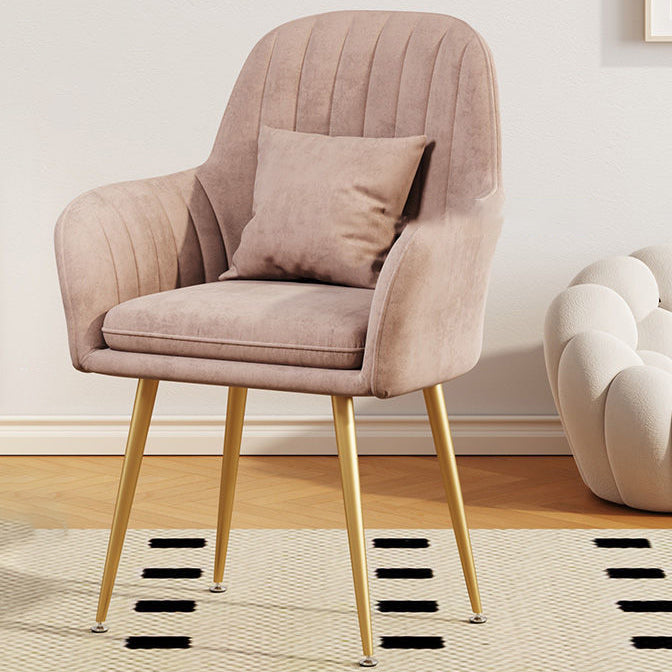 Contemporary Scandinavian Velvet PU Leather Sponge Emulsion Metal Square Vanity Stool Backrest Armrest For Bedroom