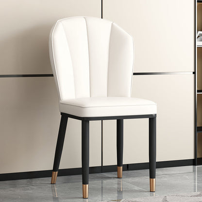 Modern Luxury Artificial Leather Carbon Steel Sponge Square Shell Dining Chair Backrest For Dining Room