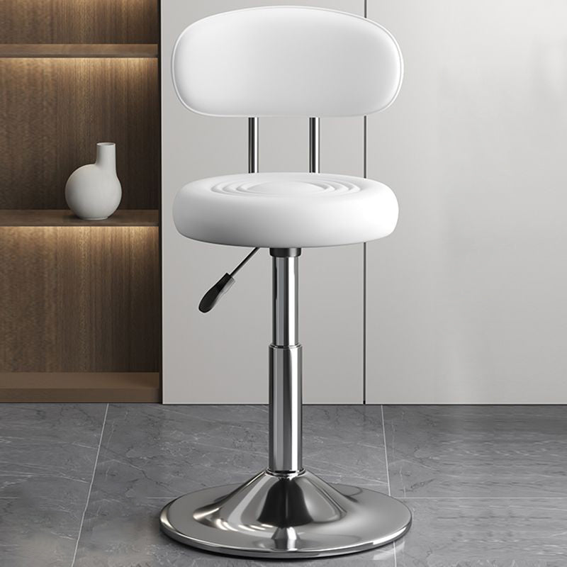 Contemporary Luxury Round Faux Leather Upholstered Swivel Bar Stool Height Adjustable Footrest For Dining Room