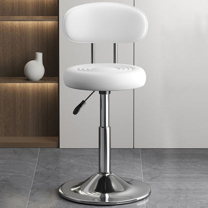 Contemporary Luxury Round Faux Leather Upholstered Swivel Bar Stool Height Adjustable Footrest For Dining Room