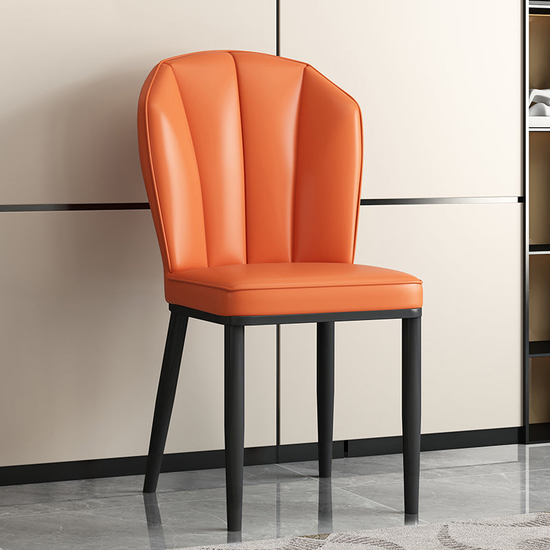 Modern Luxury Artificial Leather Carbon Steel Sponge Square Shell Dining Chair Backrest For Dining Room