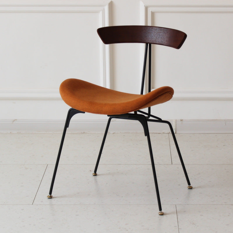 Contemporary Industrial Ant Arch Wood Rebar PU Leather Fabric Sponge Dining Chair Backrest For Dining Room