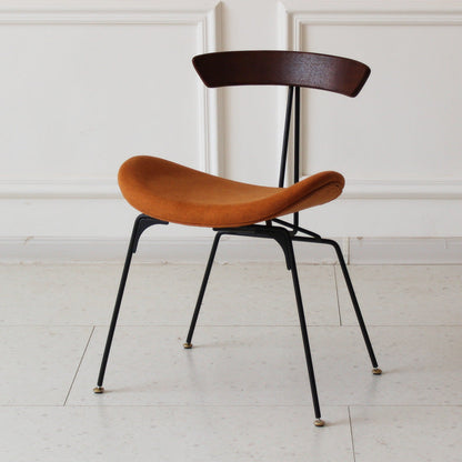 Contemporary Industrial Ant Arch Wood Rebar PU Leather Fabric Sponge Dining Chair Backrest For Dining Room