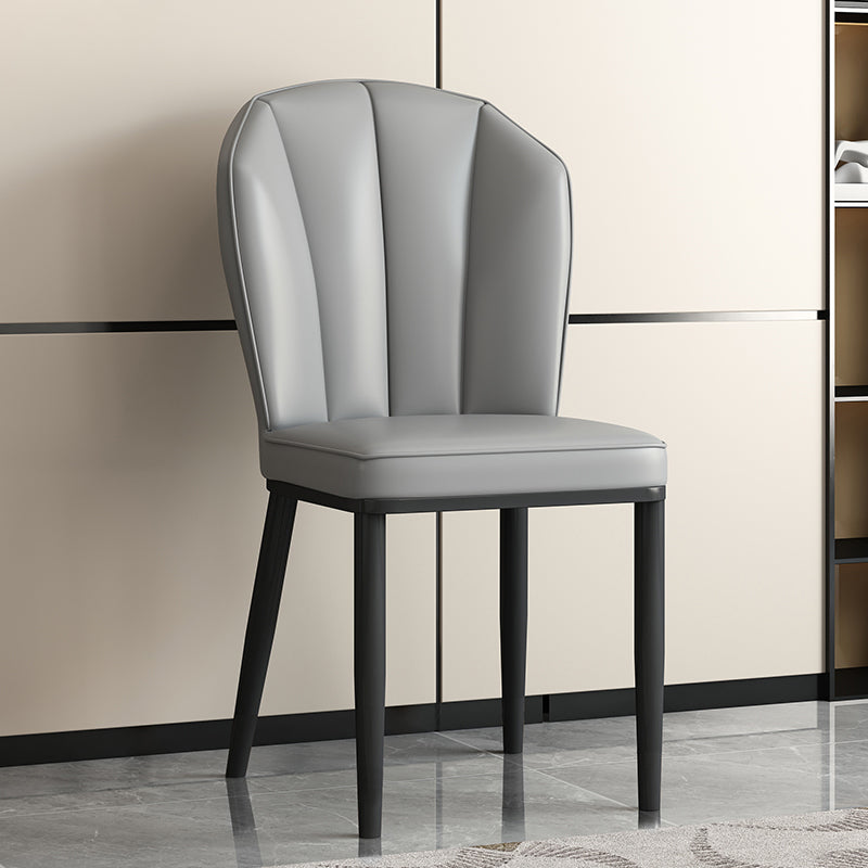 Modern Luxury Artificial Leather Carbon Steel Sponge Square Shell Dining Chair Backrest For Dining Room