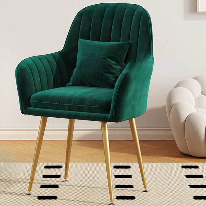 Contemporary Scandinavian Velvet PU Leather Sponge Emulsion Metal Square Vanity Stool Backrest Armrest For Bedroom