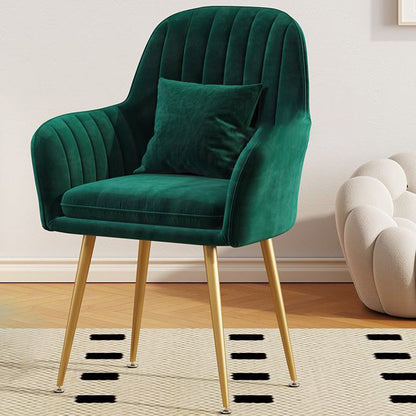 Contemporary Scandinavian Velvet PU Leather Sponge Emulsion Metal Square Vanity Stool Backrest Armrest For Bedroom