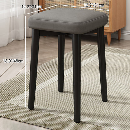 Modern Minimalist Square Upholstered Wood Technology Cloth Faux Leather Dining Chair Backless For Dining Room