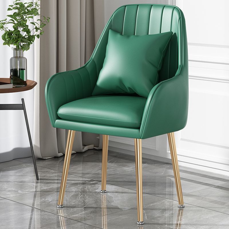 Contemporary Scandinavian Velvet PU Leather Sponge Emulsion Metal Square Vanity Stool Backrest Armrest For Bedroom