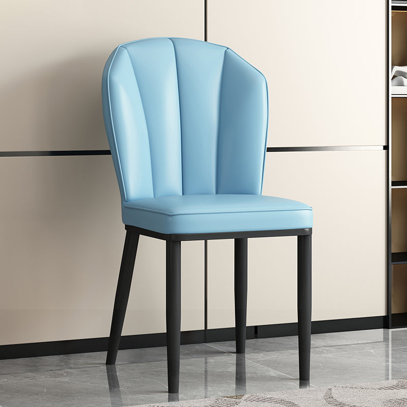 Modern Luxury Artificial Leather Carbon Steel Sponge Square Shell Dining Chair Backrest For Dining Room