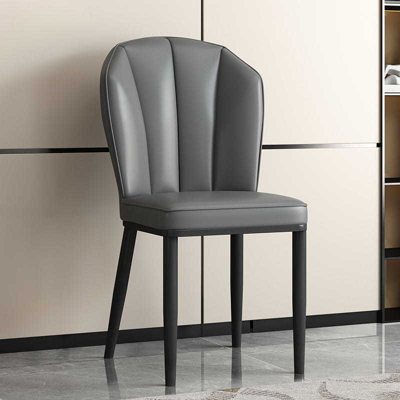 Modern Luxury Artificial Leather Carbon Steel Sponge Square Shell Dining Chair Backrest For Dining Room