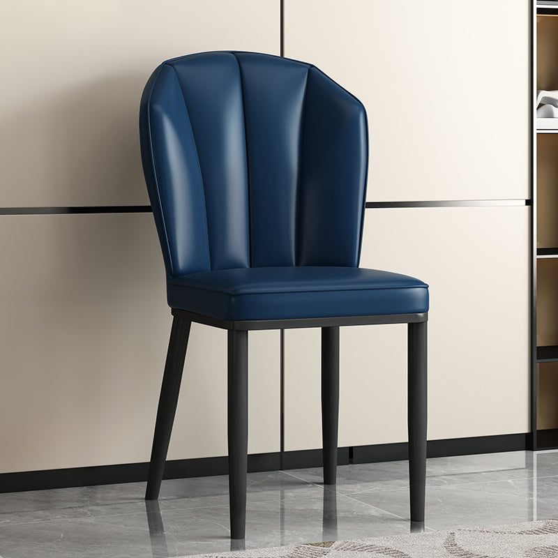Modern Luxury Artificial Leather Carbon Steel Sponge Square Shell Dining Chair Backrest For Dining Room