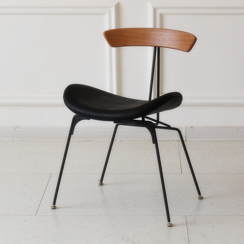 Contemporary Industrial Ant Arch Wood Rebar PU Leather Fabric Sponge Dining Chair Backrest For Dining Room