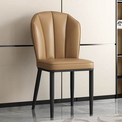 Modern Luxury Artificial Leather Carbon Steel Sponge Square Shell Dining Chair Backrest For Dining Room
