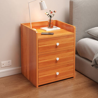 Modern Minimalist Rectangular Desktop Density Board Nightstand 1/2/3-Drawer For Bedroom