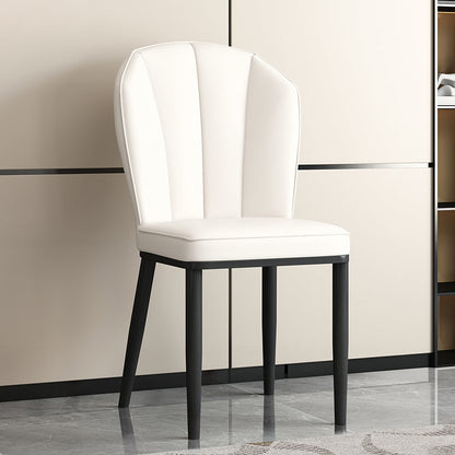 Modern Luxury Artificial Leather Carbon Steel Sponge Square Shell Dining Chair Backrest For Dining Room