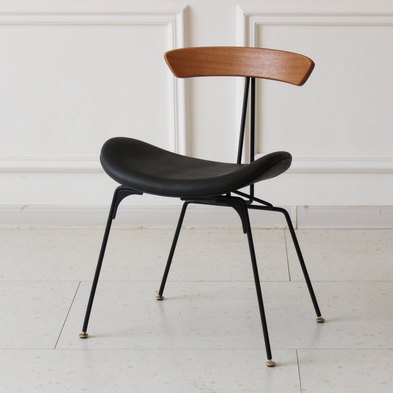 Contemporary Industrial Ant Arch Wood Rebar PU Leather Fabric Sponge Dining Chair Backrest For Dining Room