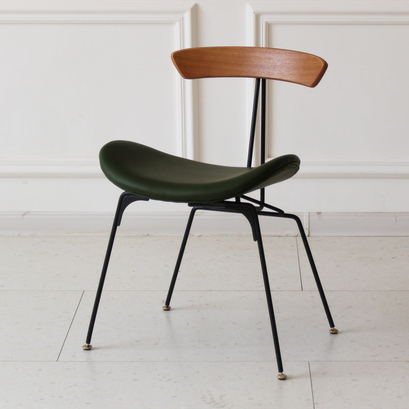 Contemporary Industrial Ant Arch Wood Rebar PU Leather Fabric Sponge Dining Chair Backrest For Dining Room