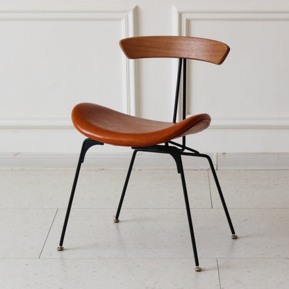 Contemporary Industrial Ant Arch Wood Rebar PU Leather Fabric Sponge Dining Chair Backrest For Dining Room