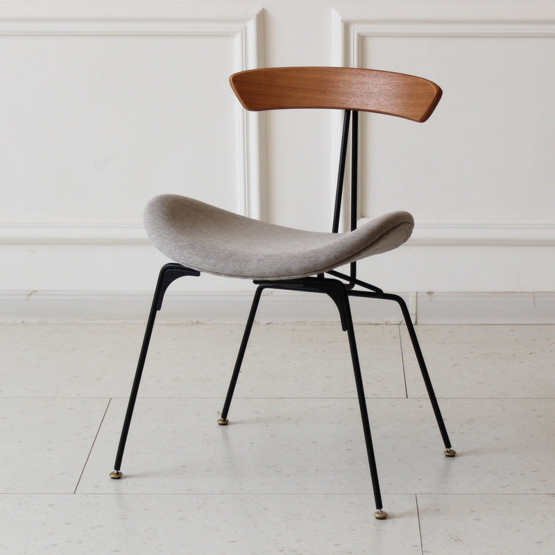 Contemporary Industrial Ant Arch Wood Rebar PU Leather Fabric Sponge Dining Chair Backrest For Dining Room
