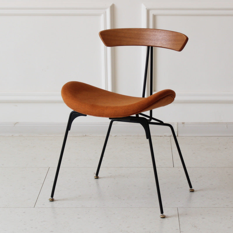 Contemporary Industrial Ant Arch Wood Rebar PU Leather Fabric Sponge Dining Chair Backrest For Dining Room