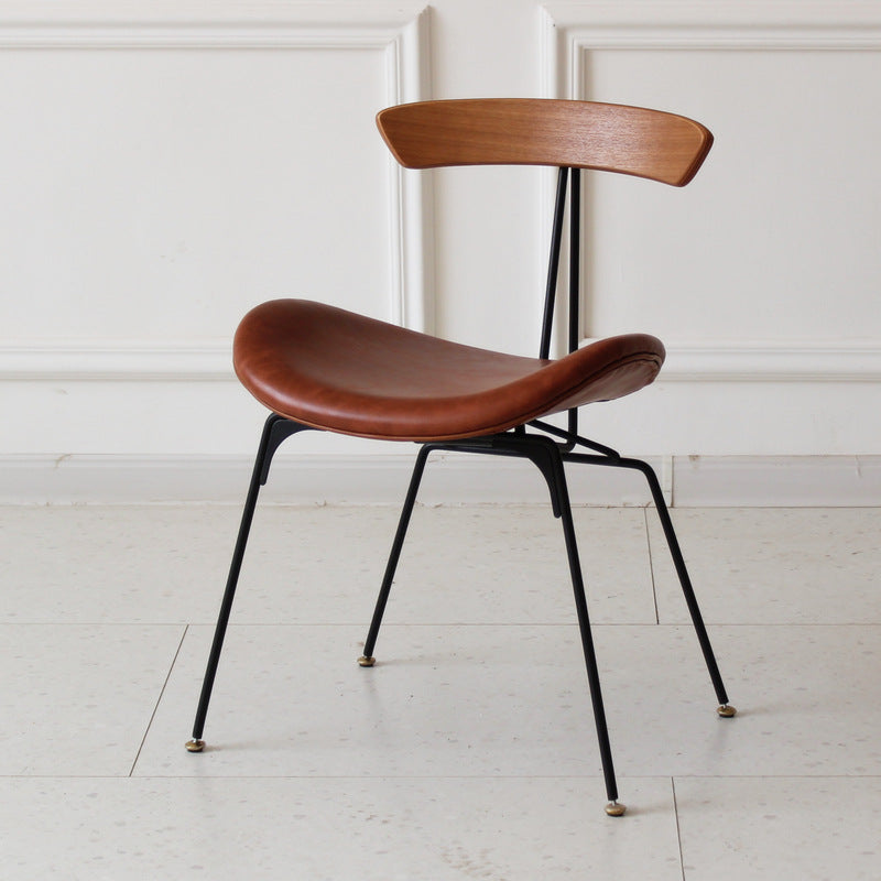 Contemporary Industrial Ant Arch Wood Rebar PU Leather Fabric Sponge Dining Chair Backrest For Dining Room