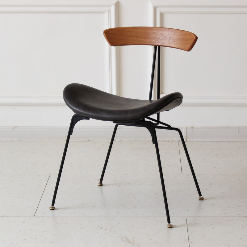 Contemporary Industrial Ant Arch Wood Rebar PU Leather Fabric Sponge Dining Chair Backrest For Dining Room