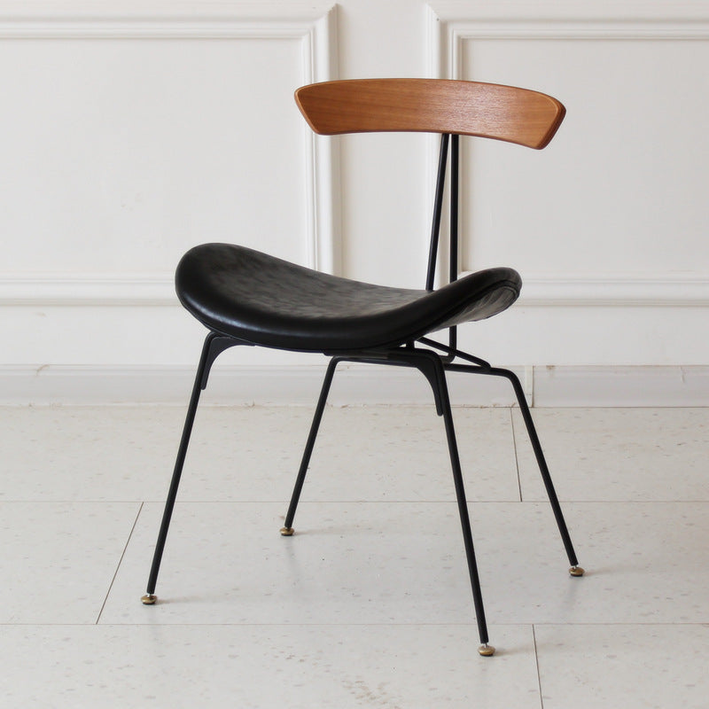 Contemporary Industrial Ant Arch Wood Rebar PU Leather Fabric Sponge Dining Chair Backrest For Dining Room