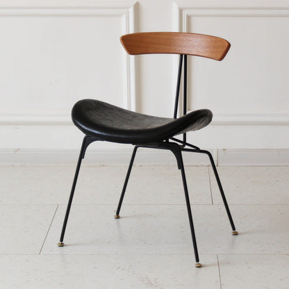 Contemporary Industrial Ant Arch Wood Rebar PU Leather Fabric Sponge Dining Chair Backrest For Dining Room