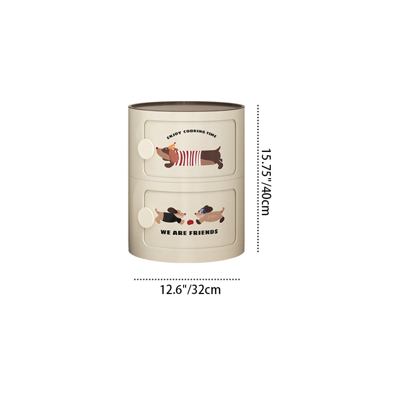 Contemporary Creative Cylindrical ABS Nightstand 2/3 Drawer For Bedroom