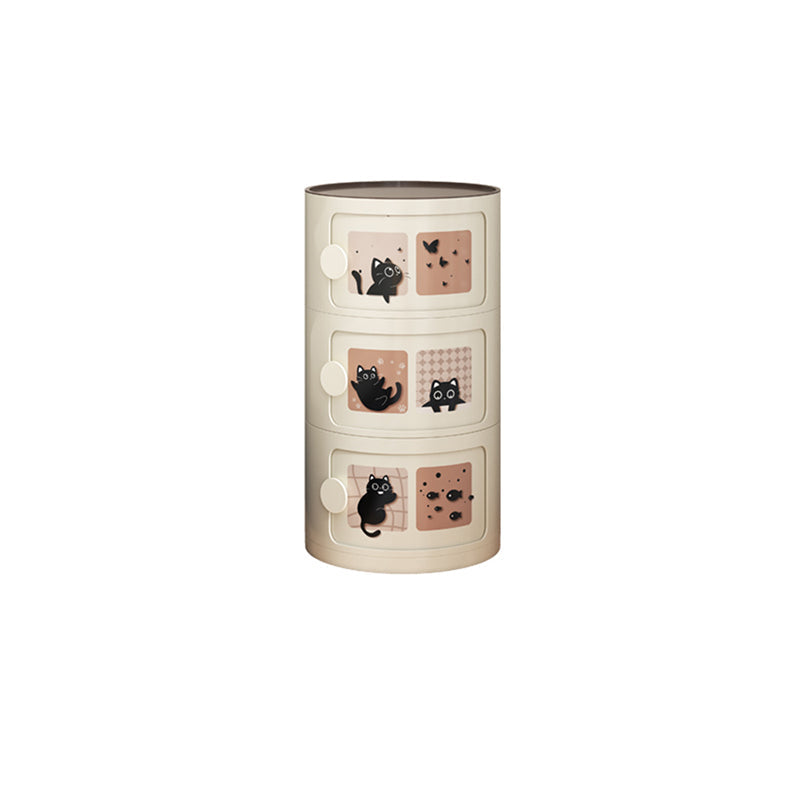 Contemporary Creative Cylindrical ABS Nightstand 2/3 Drawer For Bedroom