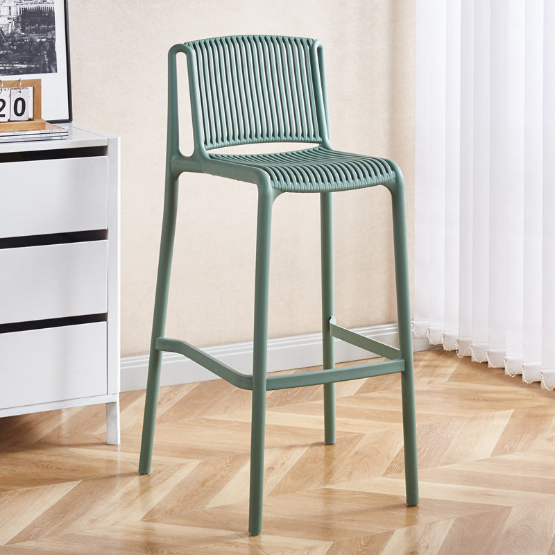 Modern Minimalist Rectangular PP Bar Stool Backrest Footrest For Dining Room