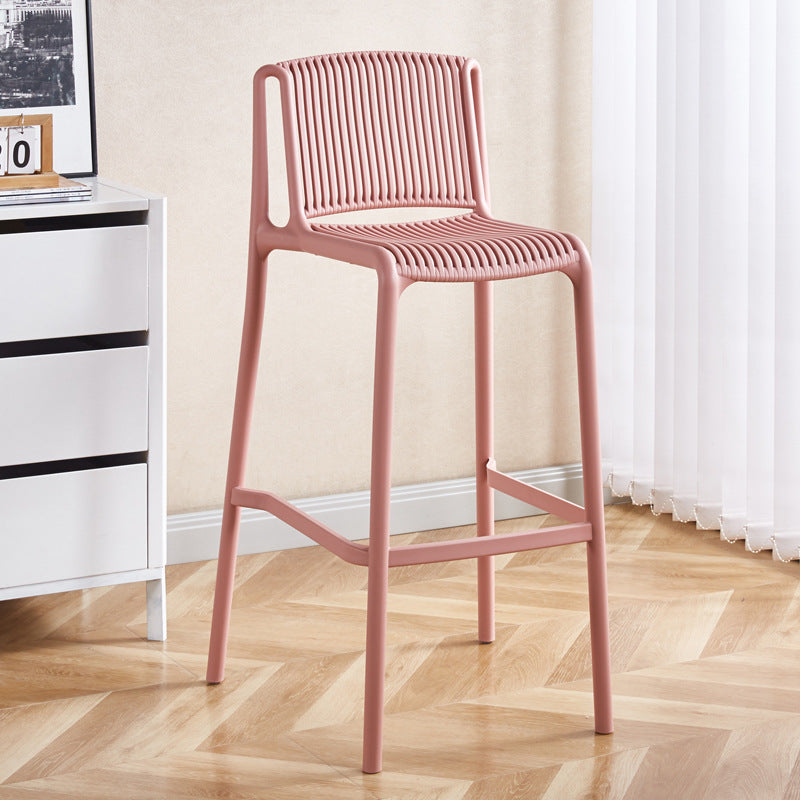 Modern Minimalist Rectangular PP Bar Stool Backrest Footrest For Dining Room